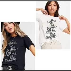 Graphic Designer Fashion Tee Shirt in White Sz Large & XL NWOT